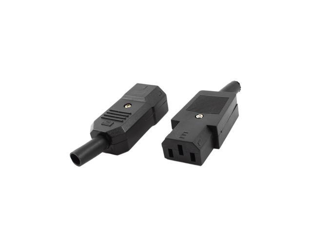 Pair Rewirable Design IEC320 C14 Plug to C13 Socket Power Adapter AC 250V 10A