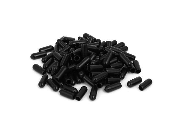 5mm Inner Dia Rubber Hose End Cap Screw Thread Protector Cover Black 100pcs