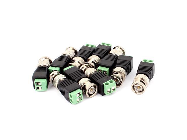 10 Pcs Screw Terminal Coaxial Cat5 to BNC Male Jack Video Balun Connector