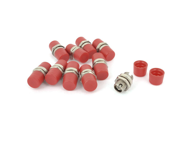 10 Pcs Fiber Optic Red Plastic Cap F/F FC Flange Type Adapter Connectors