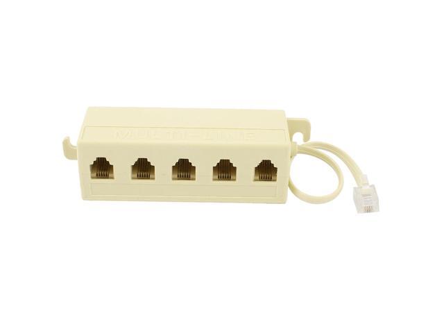 Unique Bargains 6P4C RJ11 5 Way Outlet Modular Jack Telephone Line Adapter Splitter Cable