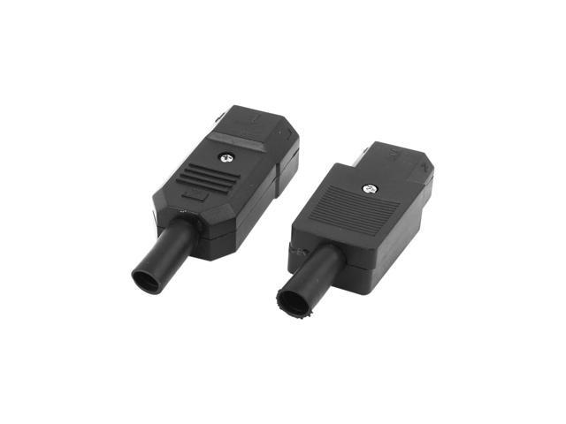 Pair Rewirable Design IEC320 C14 Plug to C13 Socket Power Adapter AC 250V 10A
