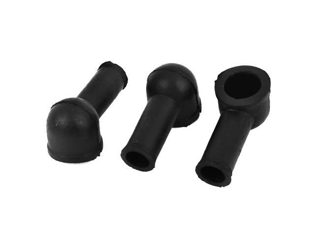 3Pcs Angled Terminal Insulating Protector Covers Boot Sleeve Black 12mmx8mm