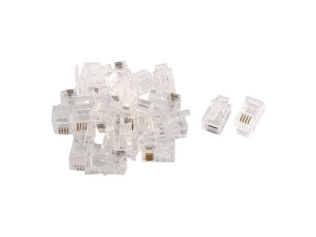 Unique Bargains 20pcs RJ9 4P4C Telephone Cable End Phone Adapter Connector Modular Plug