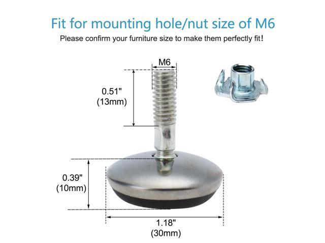 M6 x 13 x 30mm Leveling Feet Adjustable Leveler Floor Protector for Cabinet 8pcs