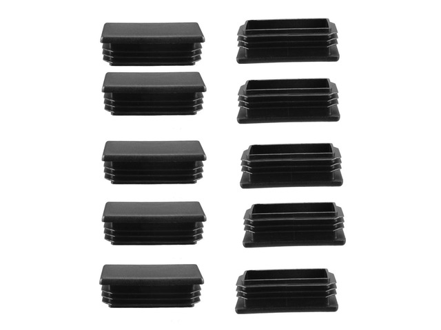 30 x 60mm Plastic Rectangle Ribbed Tube Insert Pipe Tubing End Cover Caps Furniture Glide Floor Desk Sofa Protector Black 10pcs