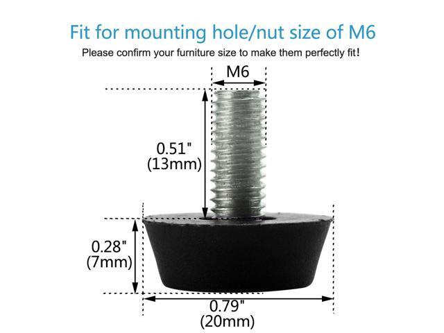M6 x 13 x 20mm Leveling Feet Adjustable Leveler Protector for Sofa Leg 16pcs