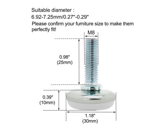 M8 x 25 x 30mm Leveling Feet Adjustable Leveler for Table Chair Machine Leg 4pcs