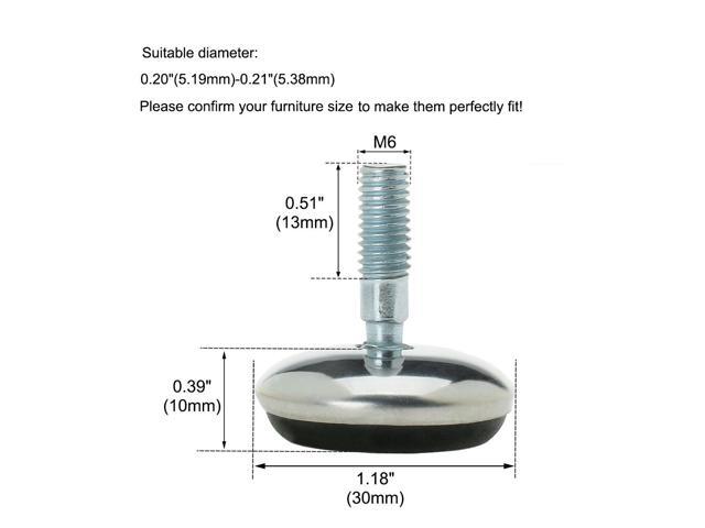 M6 x 13 x 30mm Leveling Feet Adjustable Leveler for Furniture Chair Leg 10pcs