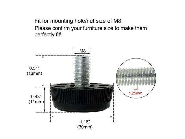 M8 x 13 x 30mm Furniture Leveling Feet Adjuster for Restaurant Table Leg 12pcs