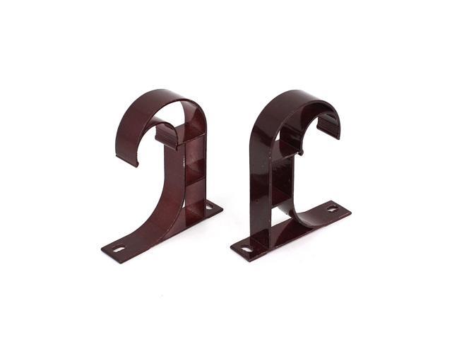 Unique Bargains 2pcs 1' Dia Drapery Curtain Rod Hook Shape Metal Ceiling Bracket Holder Burgundy