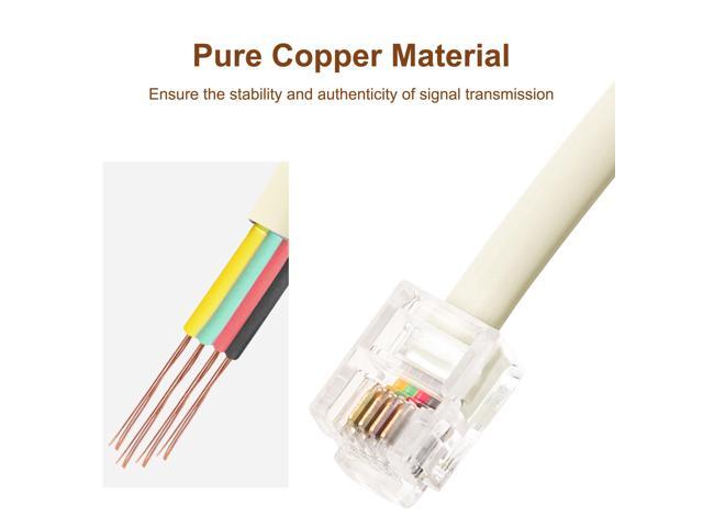 RJ11 6P4C 1 Male to 4 Female Converter Telephone Splitter Adapter Cable Beige