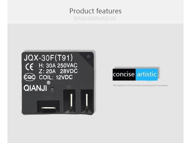 ELECALL 10Pcs/Lot JQX-30F DC12V 3 PIN Miniature Electromagnetic Relay 30A 250VDC/ 20A 28V DC Power Relay
