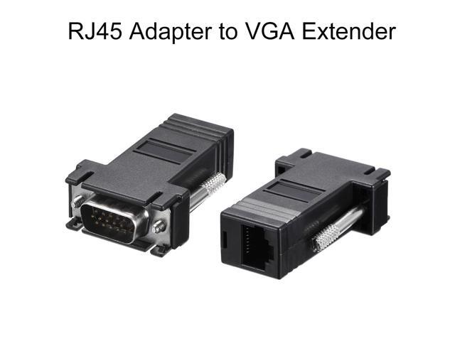 RJ45 to VGA Extender Adapter RJ45 Female Enternet to DB15 Male Port for Multimedia Video Black
