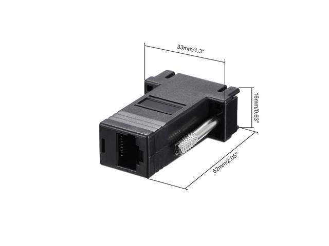 RJ45 to VGA Extender Adapter RJ45 Female Enternet to DB15 Male Port for Multimedia Video Black