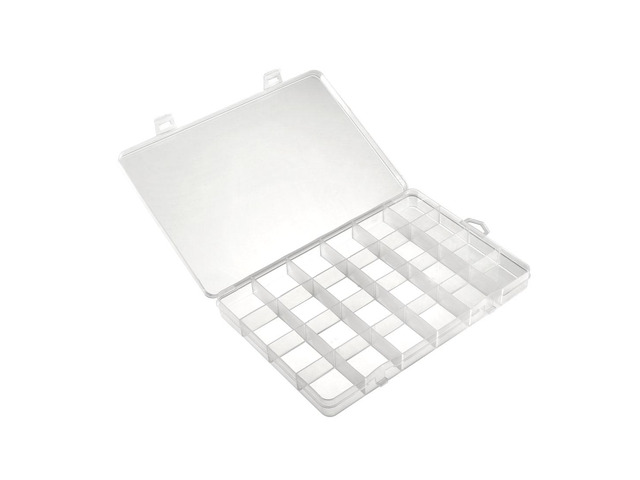 Component Storage Box - PP Fixed 24 Grids Electronic Component Containers Tool Boxes Clear White 193x135x21mm