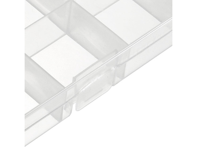 Component Storage Box - Plastic Fixed 15 Grids Electronic Component Containers Tool Boxes Clear White 170x100x23mm