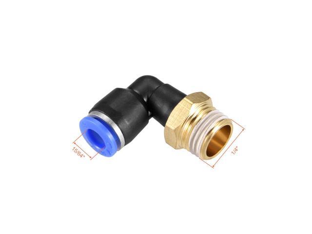 PL6-02 Pneumatic Push to Connect Fitting, Male Elbow - 15/64' Tube OD x 1/4' G Thread Tube Fitting Blue 5pcs