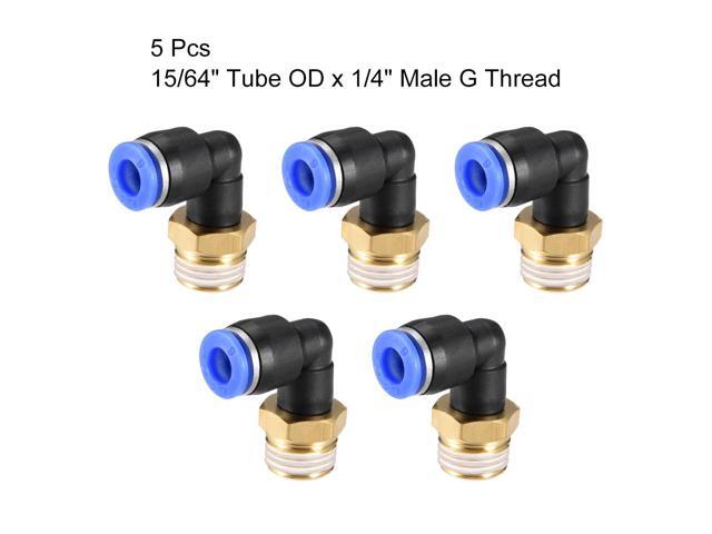 PL6-02 Pneumatic Push to Connect Fitting, Male Elbow - 15/64' Tube OD x 1/4' G Thread Tube Fitting Blue 5pcs