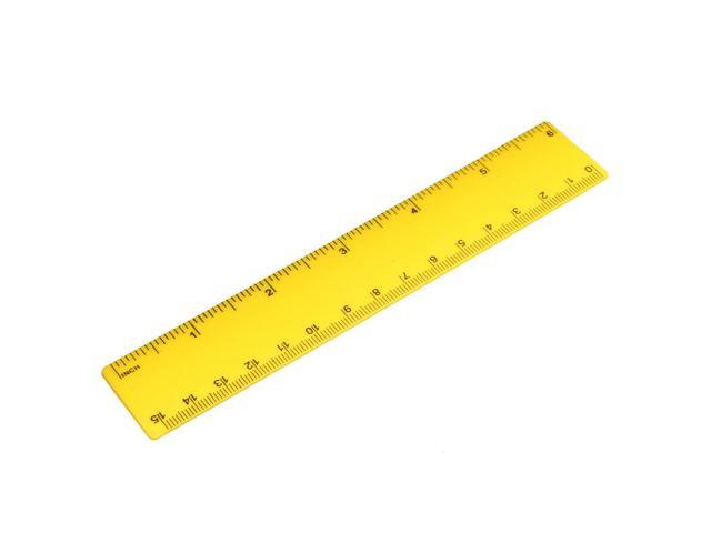 Plastic Ruler 15cm 6 inches Straight Ruler Yellow Measuring Tool for Office