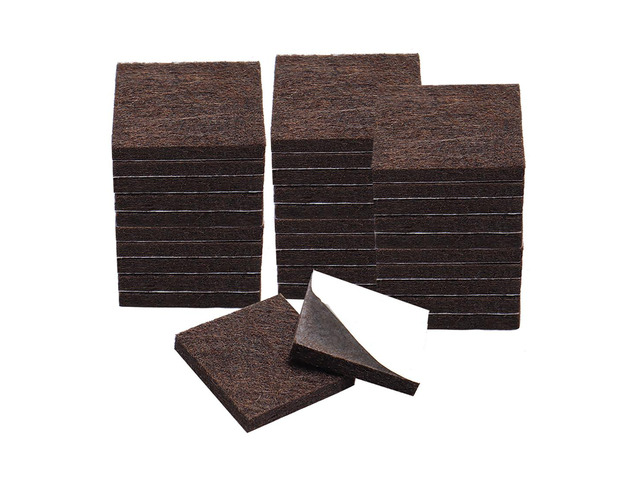 32pcs Furniture Felt Pads Square 1 3/4' Self-stick Non-slip Anti-scratch Pads for Sofa Cabinet Chair Feet Floor Protector Brown