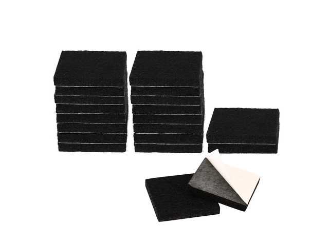 20pcs Furniture Felt Pads Square 1 1/4' Self-stick Non-slip Anti-scratch Pads for Sofa Cabinet Chair Feet Floor Protector Black