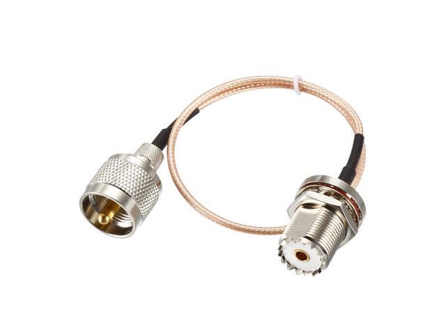 UHF PL-259 Male to UHF SO-239 Female Bulkhead RG58 Coax Cable 1-feet