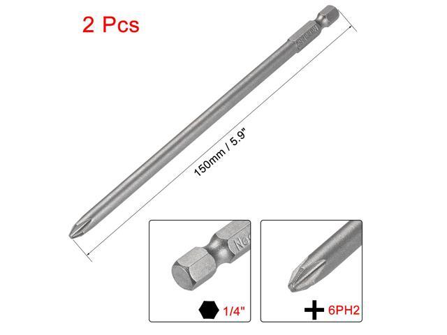 1/4-Inch Hex Shank 150mm Length Phillips Cross 6PH2 Magnetic Screw Driver S2 Screwdriver Bits 2pcs