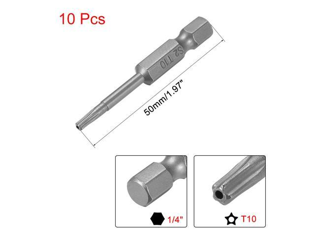 50mm Long 1/4' Hex Shank TS10 Torx Security Star Screwdriver Bits S2 High Alloy Steel 10pcs