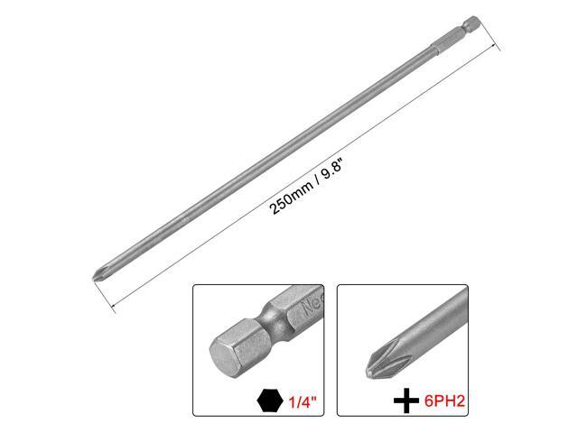 1/4-Inch Hex Shank 250mm Length Phillips Cross 6PH2 Magnetic Screw Driver S2 Screwdriver Bits