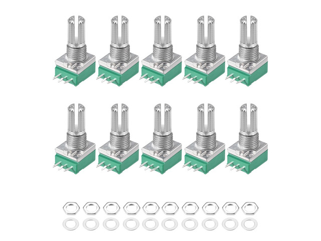 Potentiometer B10K Ohm Variable Resistors Single Turn Rotary Carbon Film Taper RV097NS 10pcs