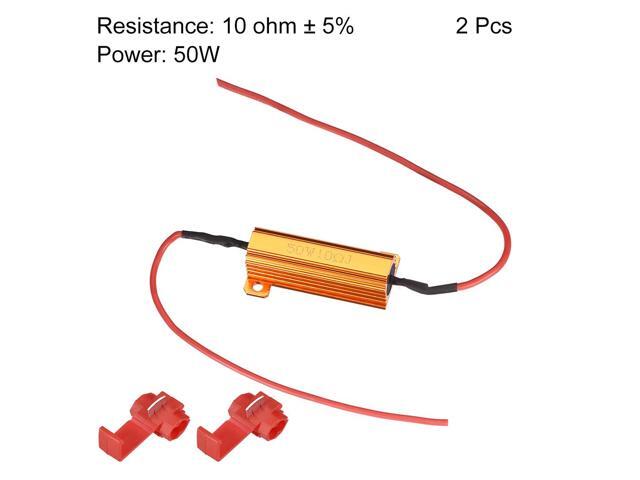 2pcs 50W 10 ohm Load Resistor Fix LED Bulb Fast Hyper Flash, Blink Error Code, Warning Cancellor for LED Turn Signal Lights or LED License Plate Light