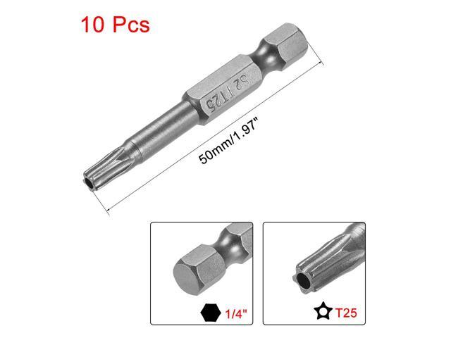 50mm Long 1/4' Hex Shank TS25 Torx Security Star Screwdriver Bits S2 High Alloy Steel 10pcs