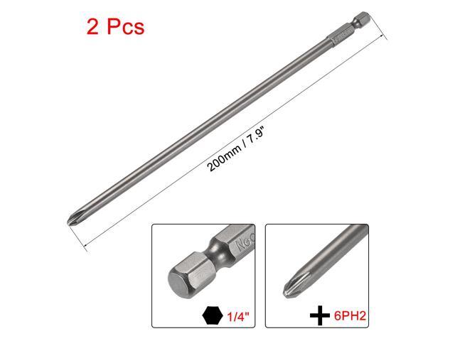 1/4-Inch Hex Shank 200mm Length Phillips Cross 6PH2 Magnetic Screw Driver S2 Screwdriver Bits 2pcs