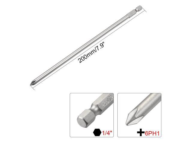 2pcs 1/4-Inch Hex Shank 200mm Length Phillips 6PH1 Magnetic Screw Driver S2 Screwdriver Bits