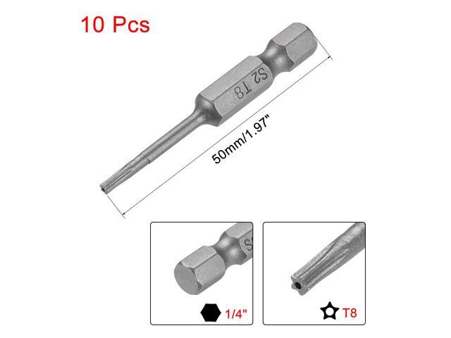50mm Long 1/4' Hex Shank TS8 Torx Security Star Screwdriver Bits S2 High Alloy Steel 10pcs