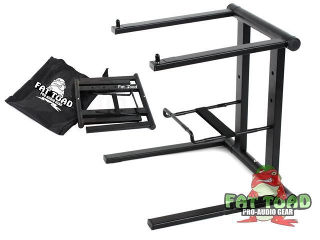 Folding DJ Laptop Stand with Sub-tray Shelf by FAT TOAD Pro Audio Computer Table Top Rack Stand Mount for iPads, Mixer Controller & Tablets ...