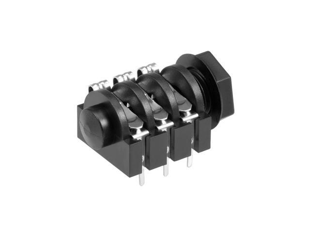 PCB Mount 6.35mm 6 Pin Socket Headphone Stereo Jack Audio Video Connector Black 8Pcs