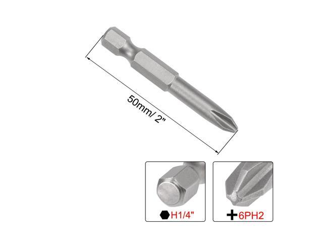 Phillips Bits 5pcs 1/4 Inch Hex Shank Magnetic Cross 6PH2 Screwdriver Bit Set 50mm Length S2 Screw Driver Kit Tools