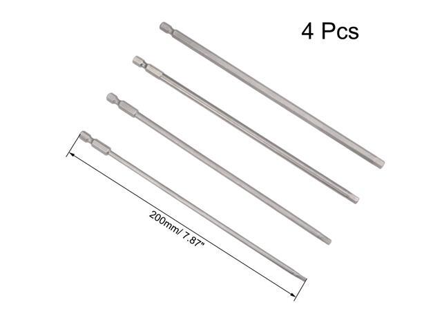 Hex Bits Set 4pcs 1/4 Inch Hex Shank H3 H4 H5 H6 Magnetic Hexagon Screwdriver Bit Set 200mm Length S2 Screw Driver Kit Tools
