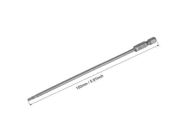 Torx Screwdriver Bits 1/4-Inch Hex Shank 150mm Length T10 Magnetic Security Star Screw Driver S2 Bit