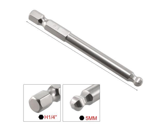 5Pcs Ball End Hex Bits 1/4 Inch Hex Shank 75mm Length Magnetic 5MM Head Screwdriver S2 Screw Driver Bit