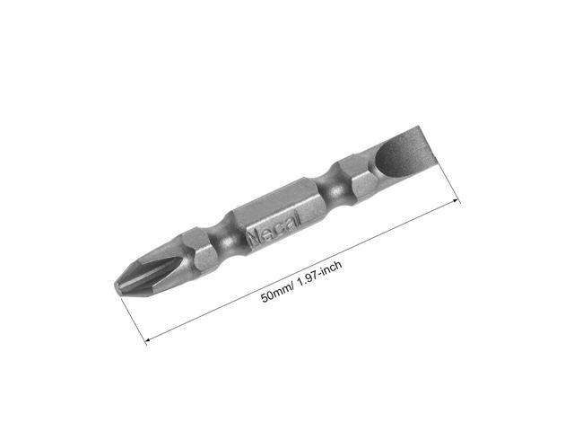 1/4inch Hex Shank 50mm Length Magnetic Screwdriver SL6/PH2 Slotted-Phillips Double-Head Screwdriver Bits S2 Alloy Steel