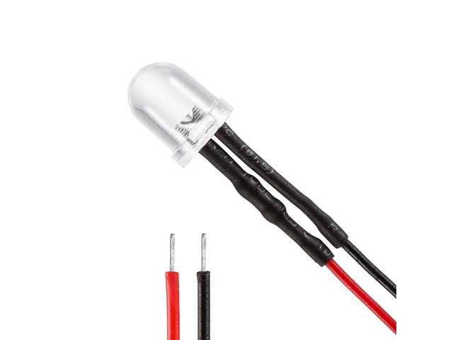 Prewired LED Light - DC 12V 20mA - 8mm White Pre Wired Round Top Bulb Lamp 10PCS