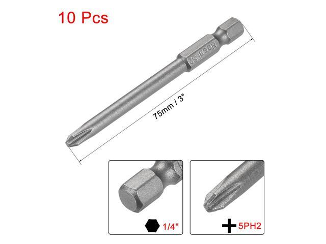 1/4-Inch Hex Shank 75mm Length Phillips Cross 5PH2 Magnetic Screw Driver S2 Screwdriver Bits 10pcs