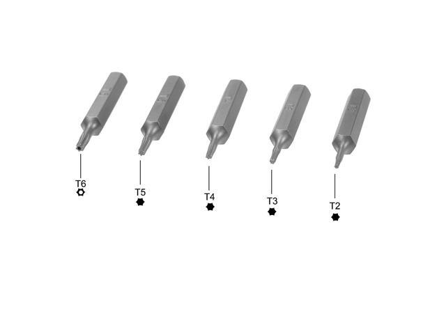 Torx Bits Set 5pcs 5/32 Inch Hex Shank Magnetic T2 T3 T4 T5 T6 Screwdriver Bit Set 28mm Length S2 Screw Driver Kit Tools