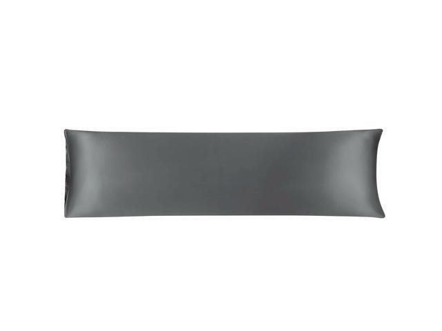 Body Pillow Cover 20x72 Inch Grey Silky Satin Body Pillowcases for Hair and Skin Luxury Cooling Anti Wrinkle Wash-Resistant