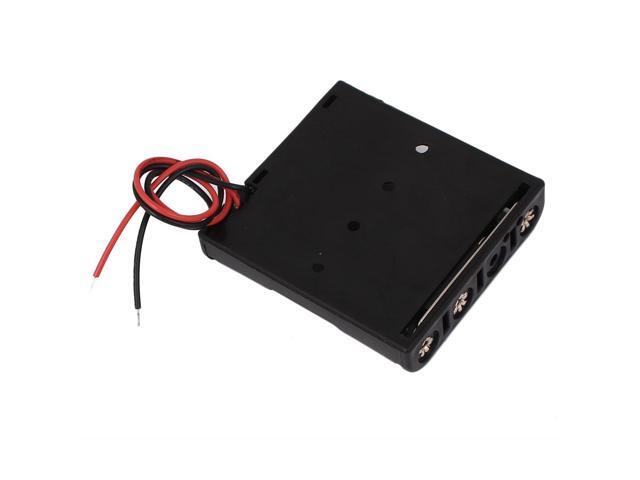 6V Power Supply 4 x AA Battery Holder Open Storage Case Box Wires Black