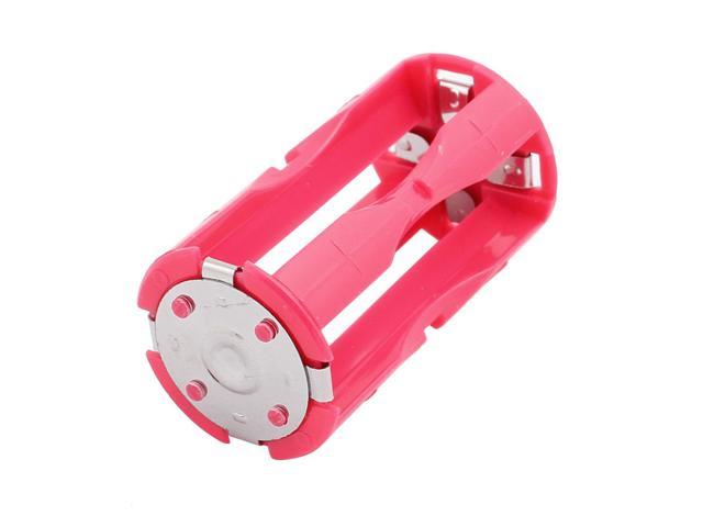 Photos - Power Tool Battery Unique Bargains Round Plastic Battery Holder Case Box Rose Red for 4 x 1.5V AAA Battery a1 