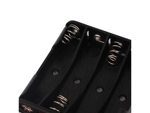 6V Power Supply 4 x AA Battery Holder Open Storage Case Box Wires Black